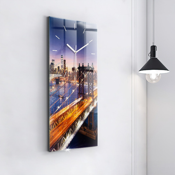 Horloge rectangulaire verticale New York et le coucher du soleil