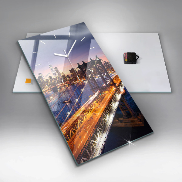 Horloge rectangulaire verticale New York et le coucher du soleil