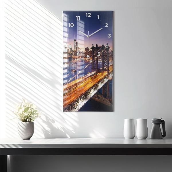 Horloge rectangulaire verticale New York et le coucher du soleil