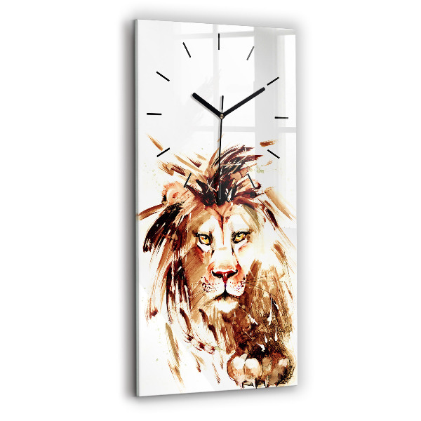 Horloge rectangulaire verticale 'Illustration d''un lion brun'