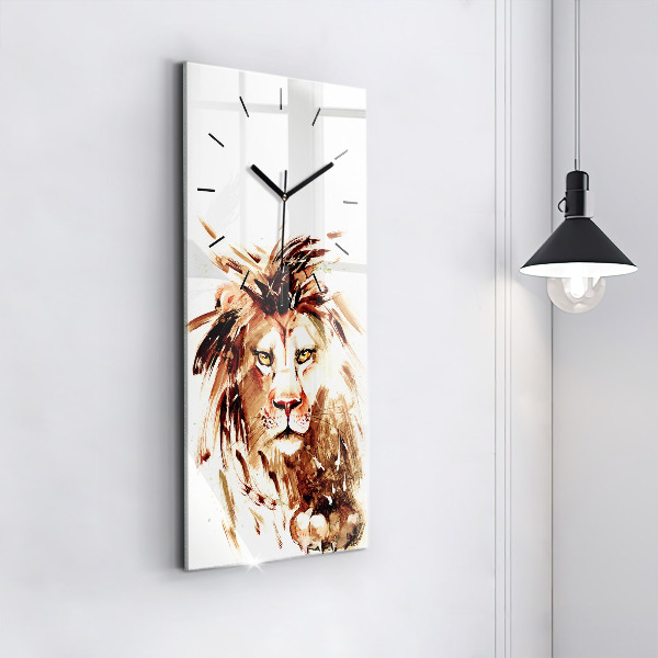 Horloge rectangulaire verticale 'Illustration d''un lion brun'