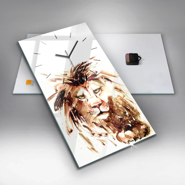 Horloge rectangulaire verticale 'Illustration d''un lion brun'