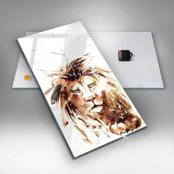 Horloge rectangulaire verticale 'Illustration d''un lion brun'