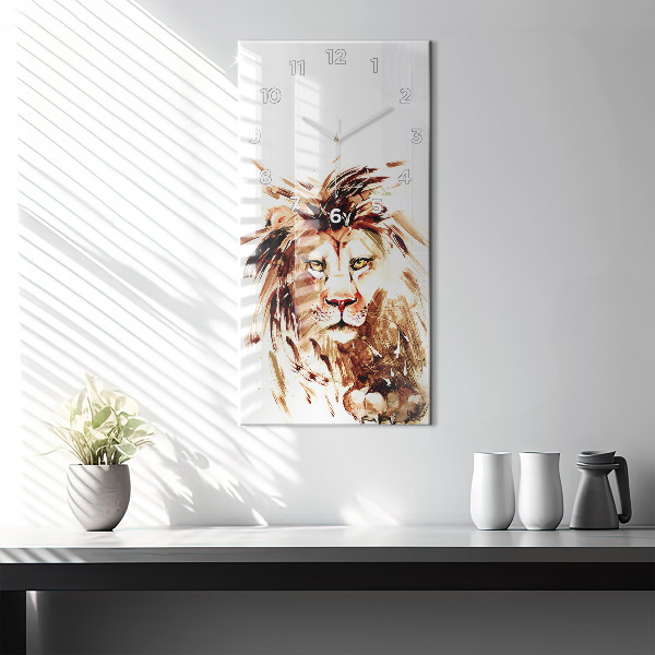 Horloge rectangulaire verticale 'Illustration d''un lion brun'