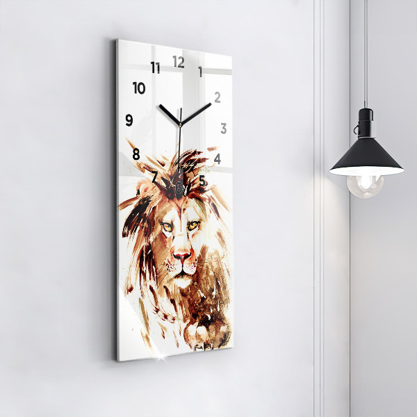 Horloge rectangulaire verticale 'Illustration d''un lion brun'