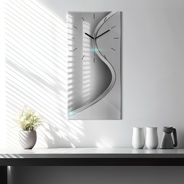 Horloge rectangulaire verticale Abstraction en métal gris
