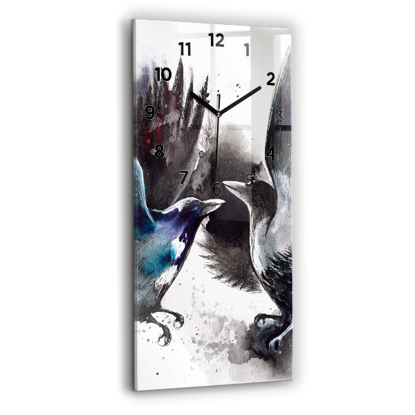 Horloge rectangulaire verticale Oiseaux peints