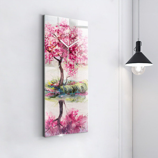 Horloge rectangulaire verticale 'Mosaïque d''arbres'