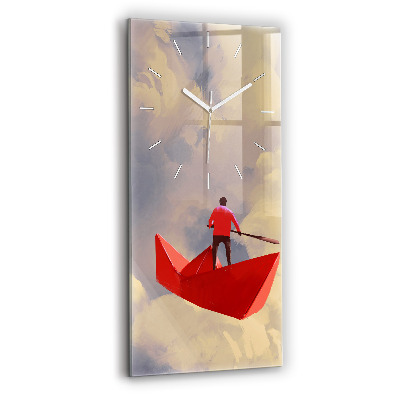 Horloge rectangulaire verticale bateaux en papier