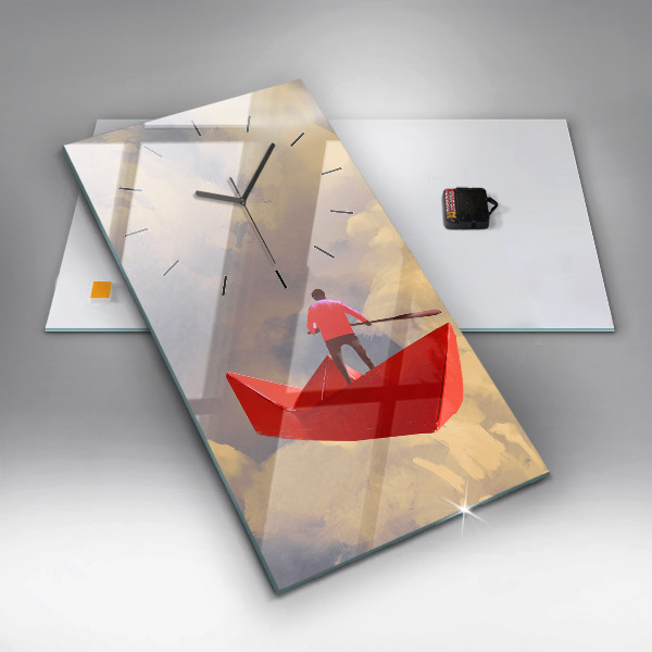 Horloge rectangulaire verticale bateaux en papier