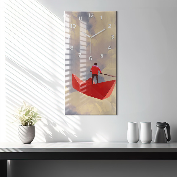 Horloge rectangulaire verticale bateaux en papier