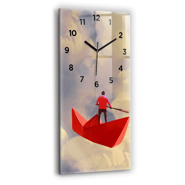 Horloge rectangulaire verticale bateaux en papier