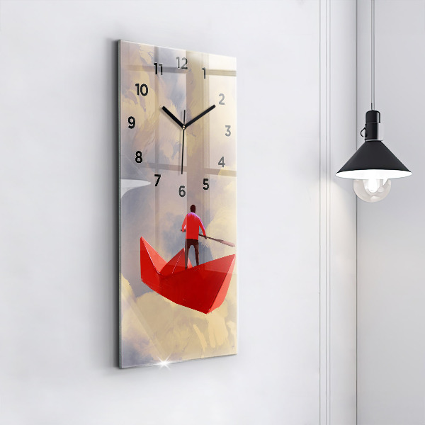Horloge rectangulaire verticale bateaux en papier