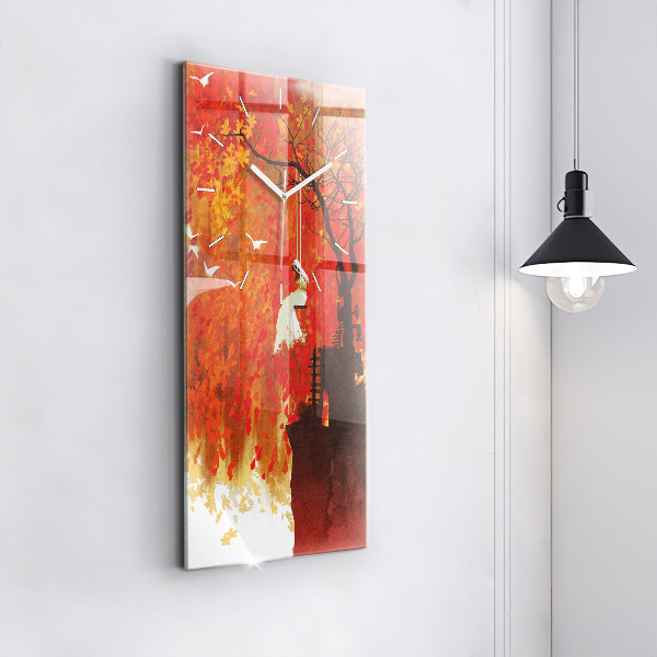 Horloge rectangulaire verticale Mariée en automne