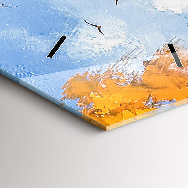 Horloge rectangulaire verticale 'Paysage d''automne avec une rivière'