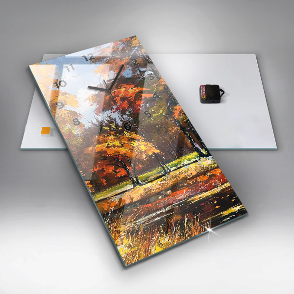 Horloge rectangulaire verticale 'Paysage d''automne avec une rivière'