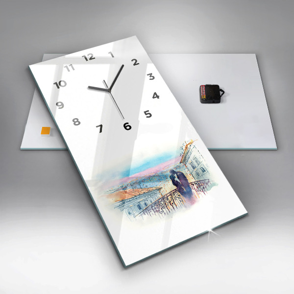 Horloge rectangulaire verticale 'Personnages à l''aquarelle'
