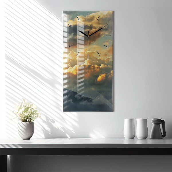 Horloge rectangulaire verticale Vol en montgolfière dans les nuages