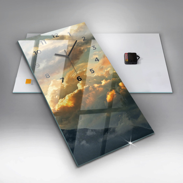 Horloge rectangulaire verticale Vol en montgolfière dans les nuages