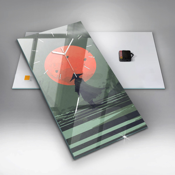 Horloge murale verticale Samouraï dans la forêt