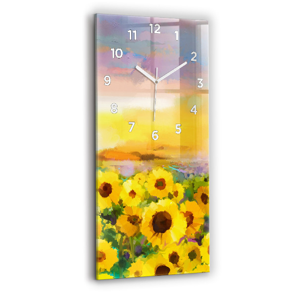 Horloge murale verticale Champ de tournesols