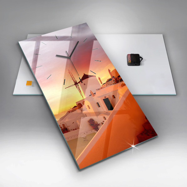 Horloge rectangulaire verticale Vieux moulin à vent à Santorin