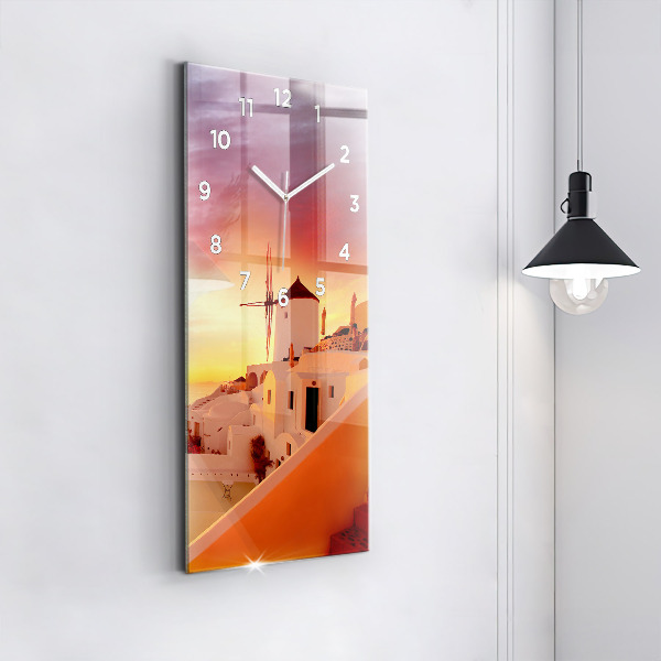 Horloge rectangulaire verticale Vieux moulin à vent à Santorin