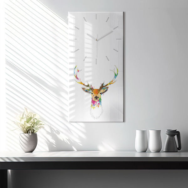 Horloge rectangulaire verticale Tête de cerf colorée