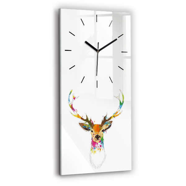 Horloge rectangulaire verticale Tête de cerf colorée
