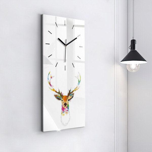 Horloge rectangulaire verticale Tête de cerf colorée