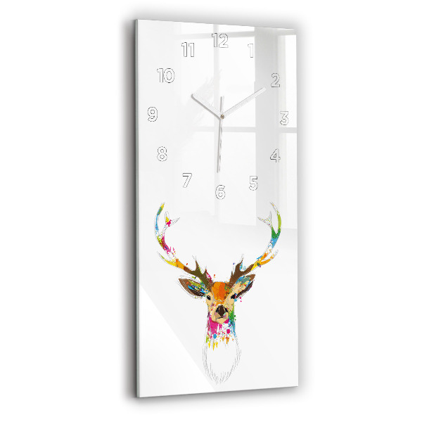 Horloge rectangulaire verticale Tête de cerf colorée