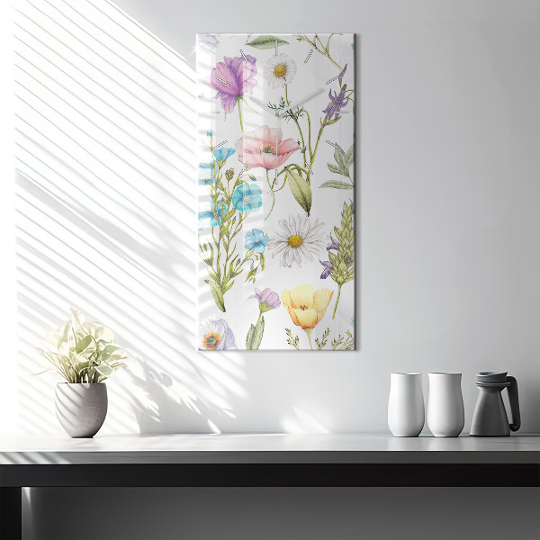 Horloge rectangulaire verticale Composition florale
