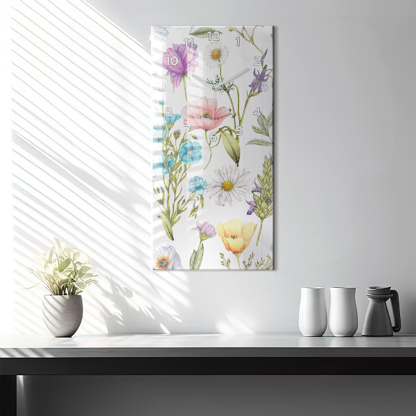 Horloge rectangulaire verticale Composition florale