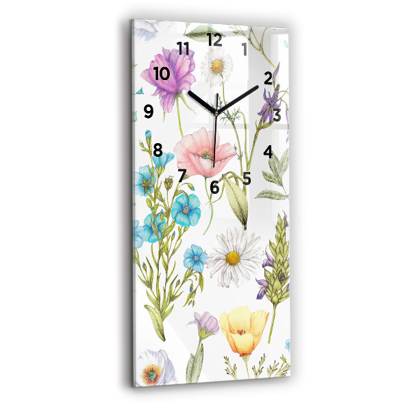 Horloge rectangulaire verticale Composition florale