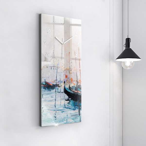 Horloge rectangulaire verticale 'Peinture à l''huile yacht mer'