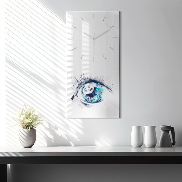 Horloge rectangulaire verticale 'Illustration de l''œil de loup'