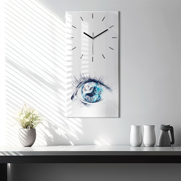 Horloge rectangulaire verticale 'Illustration de l''œil de loup'