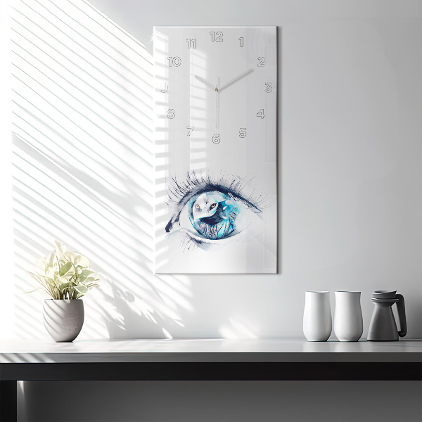 Horloge rectangulaire verticale 'Illustration de l''œil de loup'
