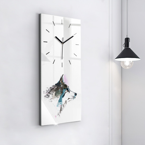 Horloge rectangulaire verticale Profil de loup peint