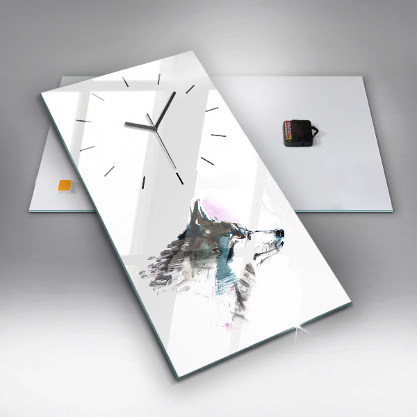Horloge rectangulaire verticale Profil de loup peint
