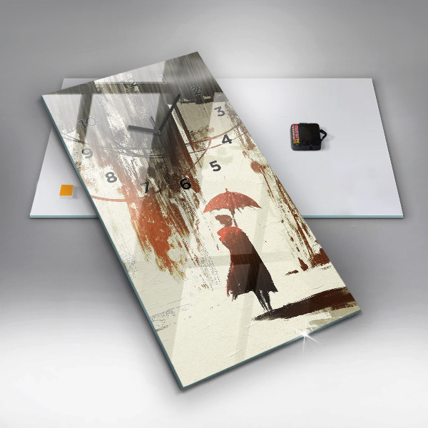 Horloge rectangulaire verticale Femme par une nuit pluvieuse