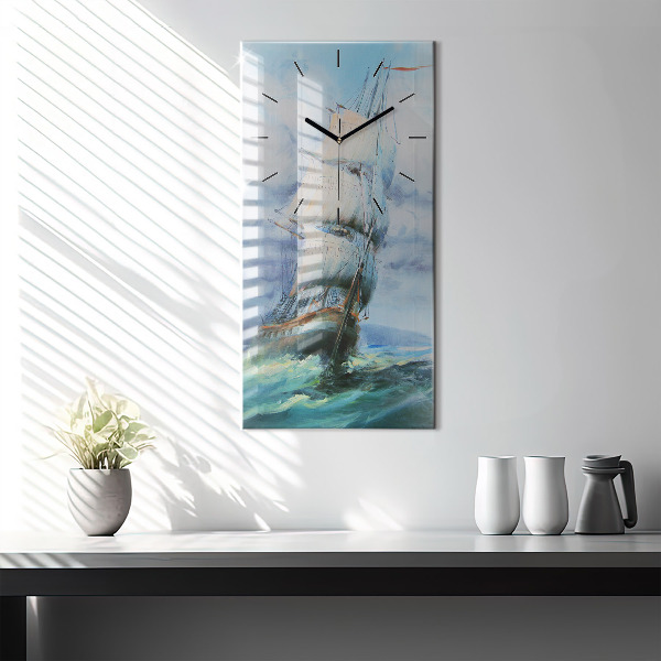 Horloge rectangulaire verticale 'Un bateau sur l''eau'