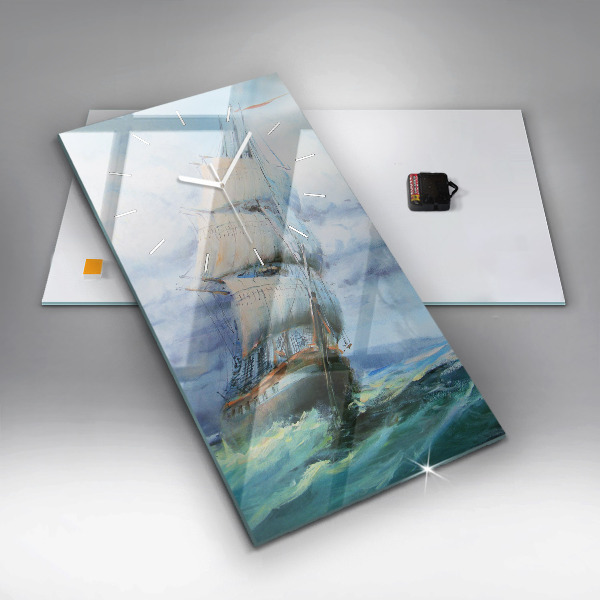 Horloge rectangulaire verticale 'Un bateau sur l''eau'