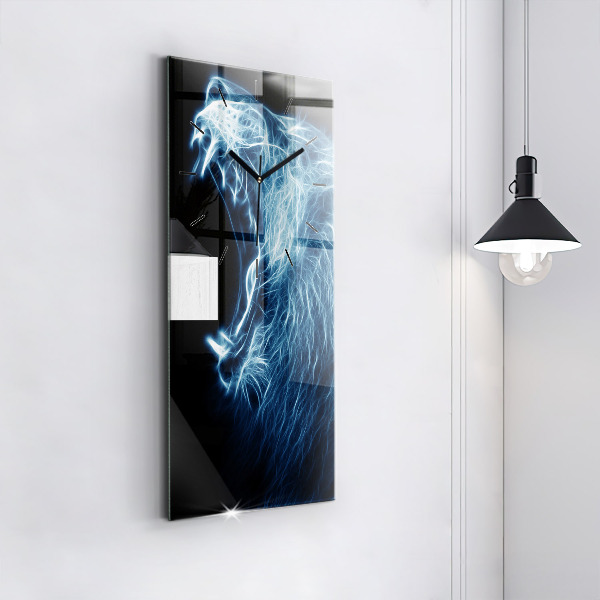 Horloge rectangulaire verticale Lion sauvage