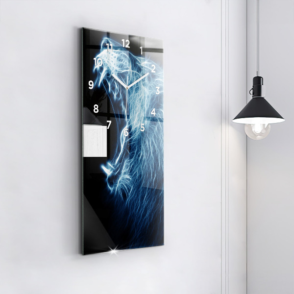 Horloge rectangulaire verticale Lion sauvage