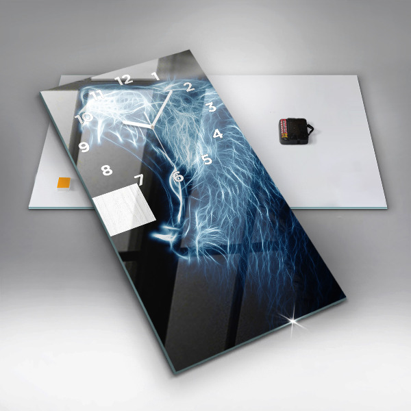 Horloge rectangulaire verticale Lion sauvage
