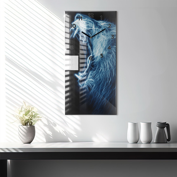 Horloge rectangulaire verticale Lion sauvage