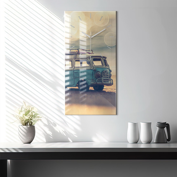 Horloge rectangulaire verticale Camping-car sur la plage