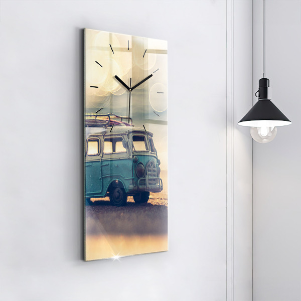 Horloge rectangulaire verticale Camping-car sur la plage
