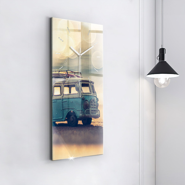 Horloge rectangulaire verticale Camping-car sur la plage